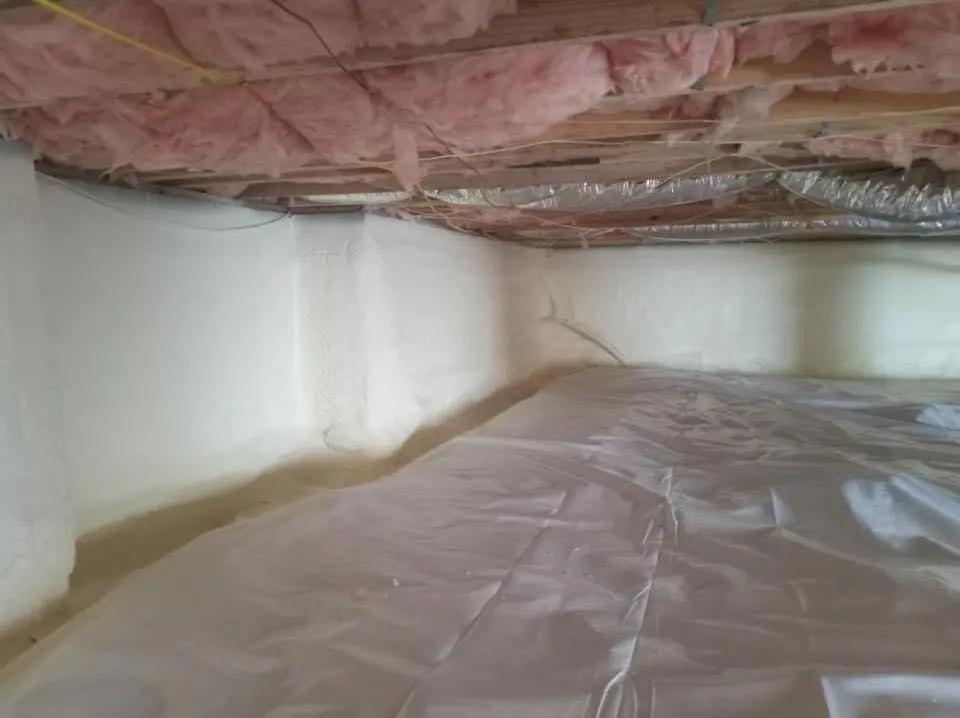 Crawl space encapsulation with closed-cell spray foam for Attic Insulation in Sealy